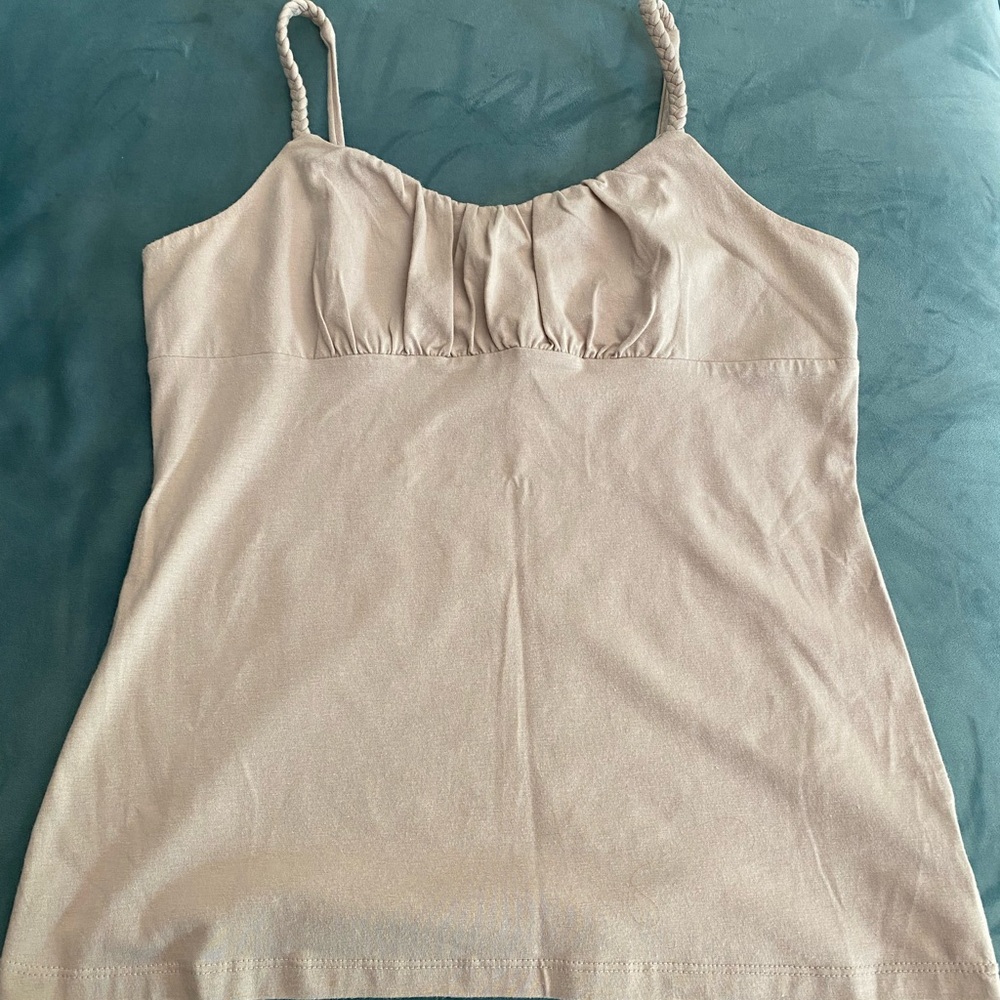 INC International Concepts Tan Ruched Sleeveless Camisole